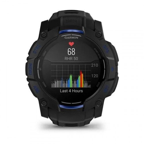 Garmin Instinct 3 – 45 mm AMOLED smartwatch med GPS, sort/blå