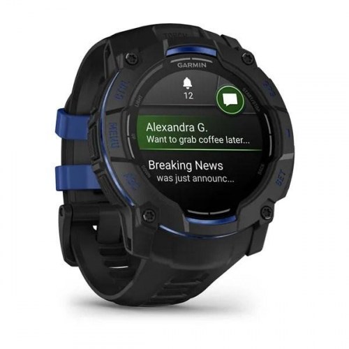 Garmin Instinct 3 – 45 mm AMOLED smartwatch med GPS, sort/blå