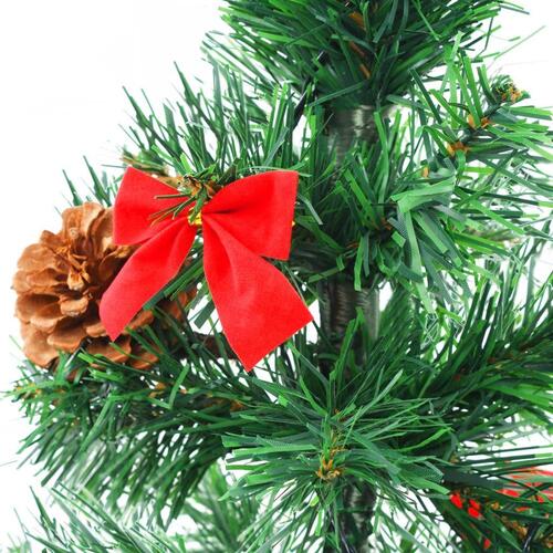 Kunstigt juletræ med kugler og LED-lys 64 cm grøn