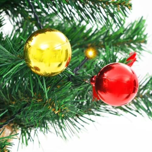Kunstigt juletræ med kugler og LED-lys 64 cm grøn