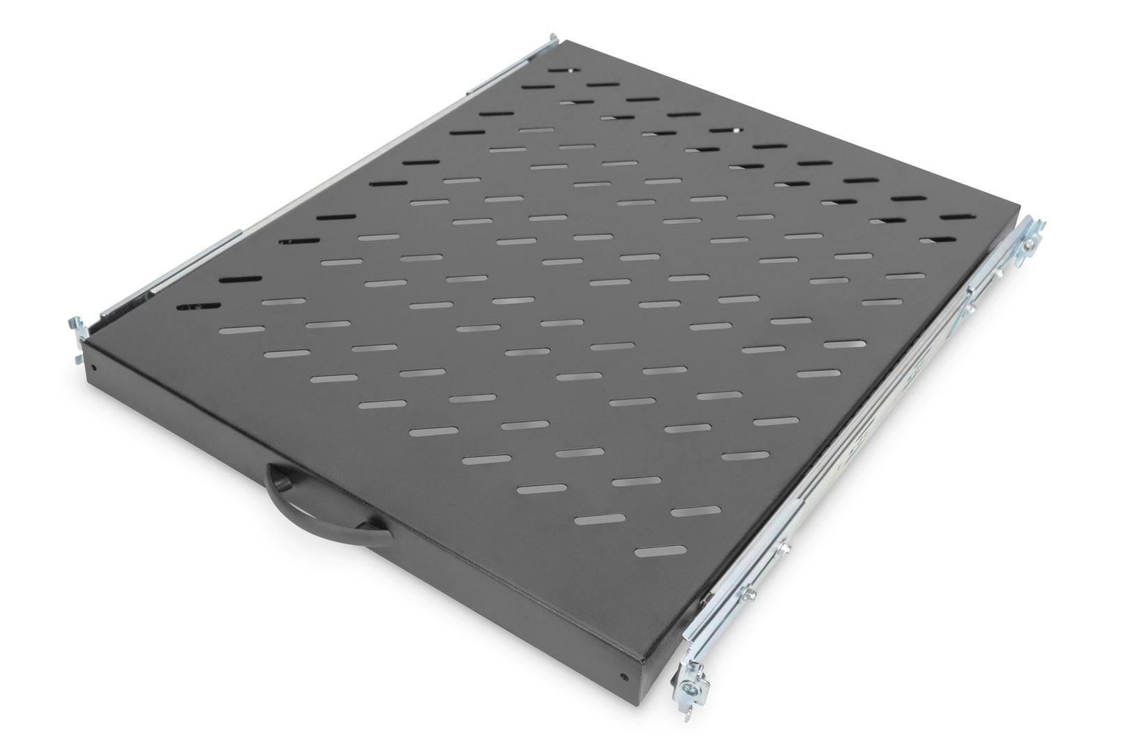 DIGITUS udtrækkelig hylde til 19" racks - 1U, 25 kg, sort billede