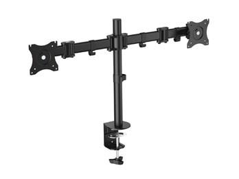 Equip 13"–27" dobbelt skærmholder til bord – ledarm, sort