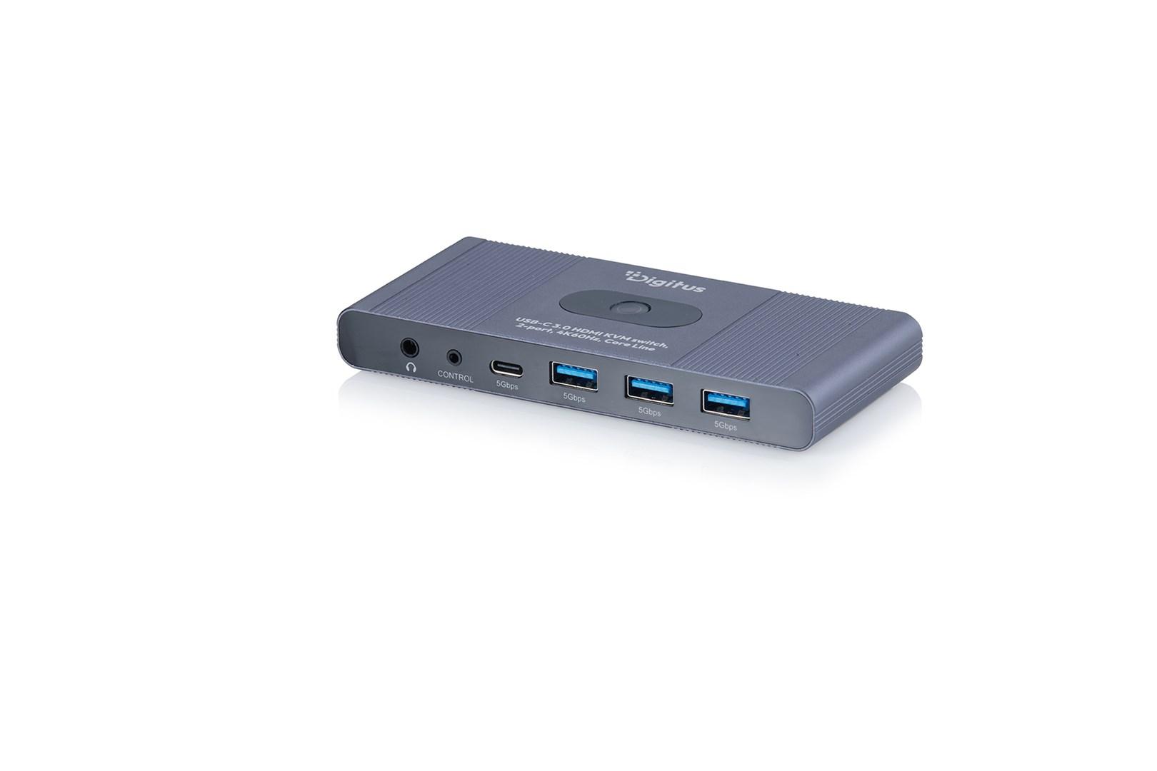 DIGITUS USB‑C 3.0 HDMI KVM‑switch – 2‑port, 4K 60 Hz (Core Line) billede