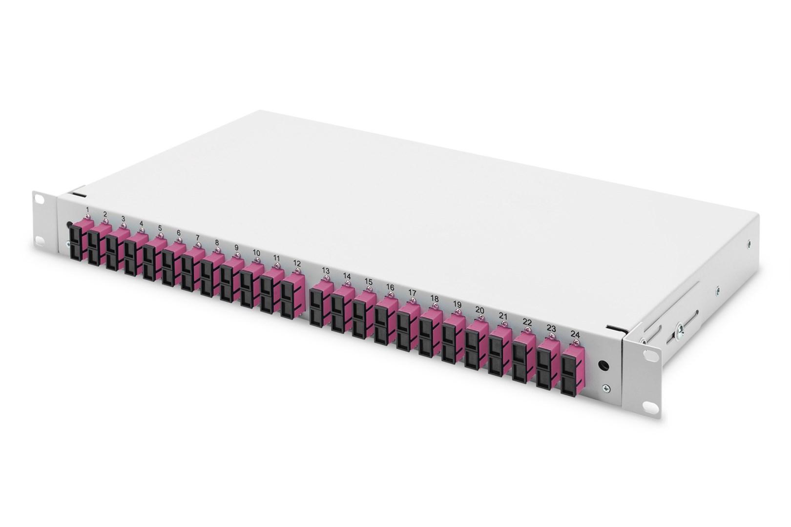 DIGITUS LWL splejsekasse 1U - bestykket 24× SC duplex OM4, grå billede