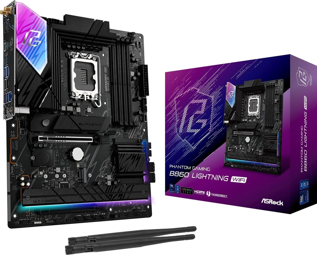 ASRock B860 Lightning WiFi bundkort - ATX, LGA1851, DDR5 billede