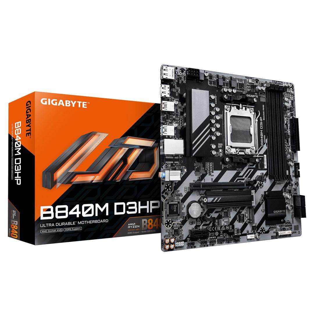 Gigabyte B840M D3HP bundkort – AM5, DDR5 op til 8.200 MHz, 2x PCIe 4.0 M.2, 1 GbE, USB 3.2 Gen 2 billede