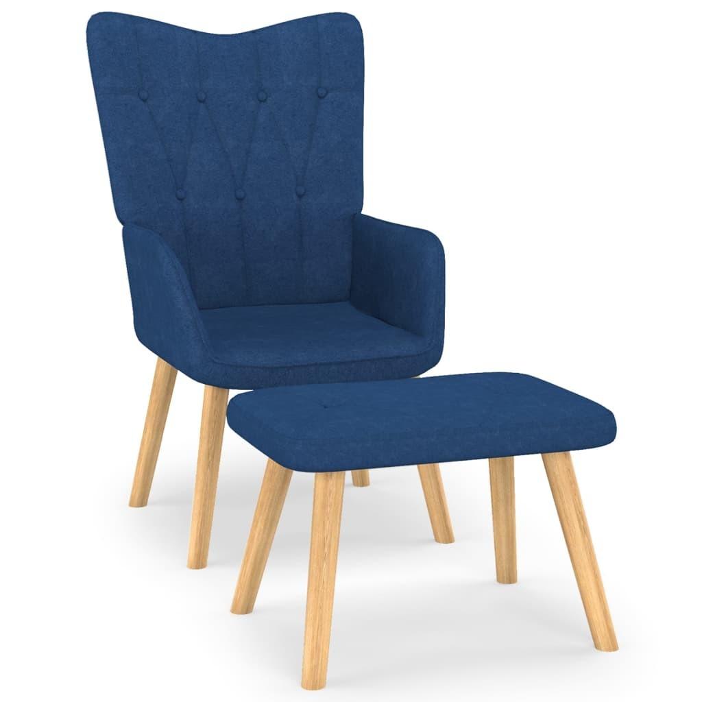 Billede af Lænestol med fodskammel stof blå