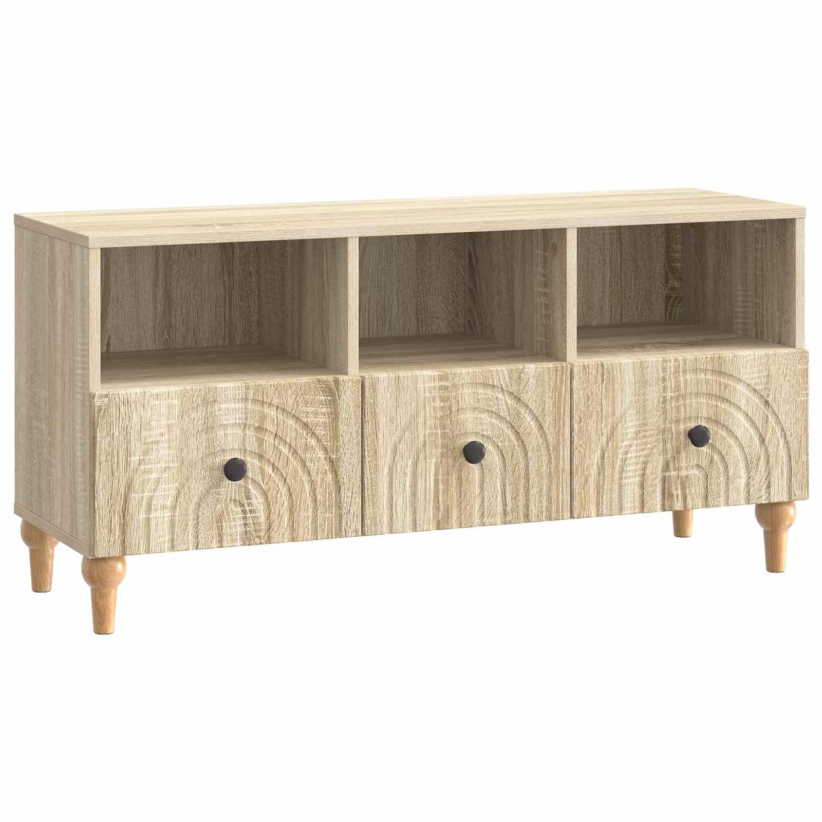 TV-bord i Sonoma eg 102 × 34,5 × 50 cm - konstrueret træ med 3 skuffer
