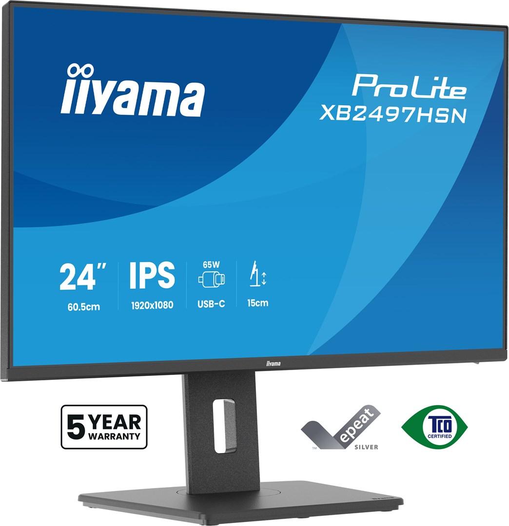 iiyama ProLite XB2497HSN-B1 23,8" Full HD IPS skærm - sort billede