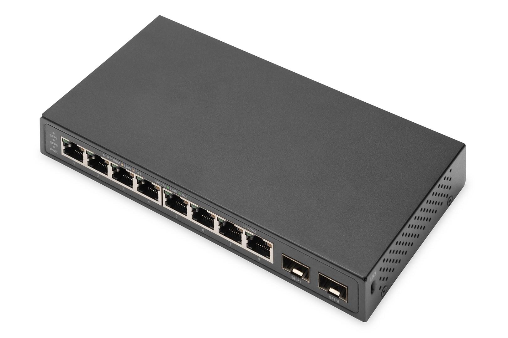 DIGITUS 8-port Gigabit switch med 2x SFP - unmanaged, sort billede
