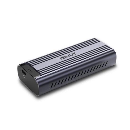 LINDY 43394 M.2 SSD-kabinet - grå, USB-C, PCIe