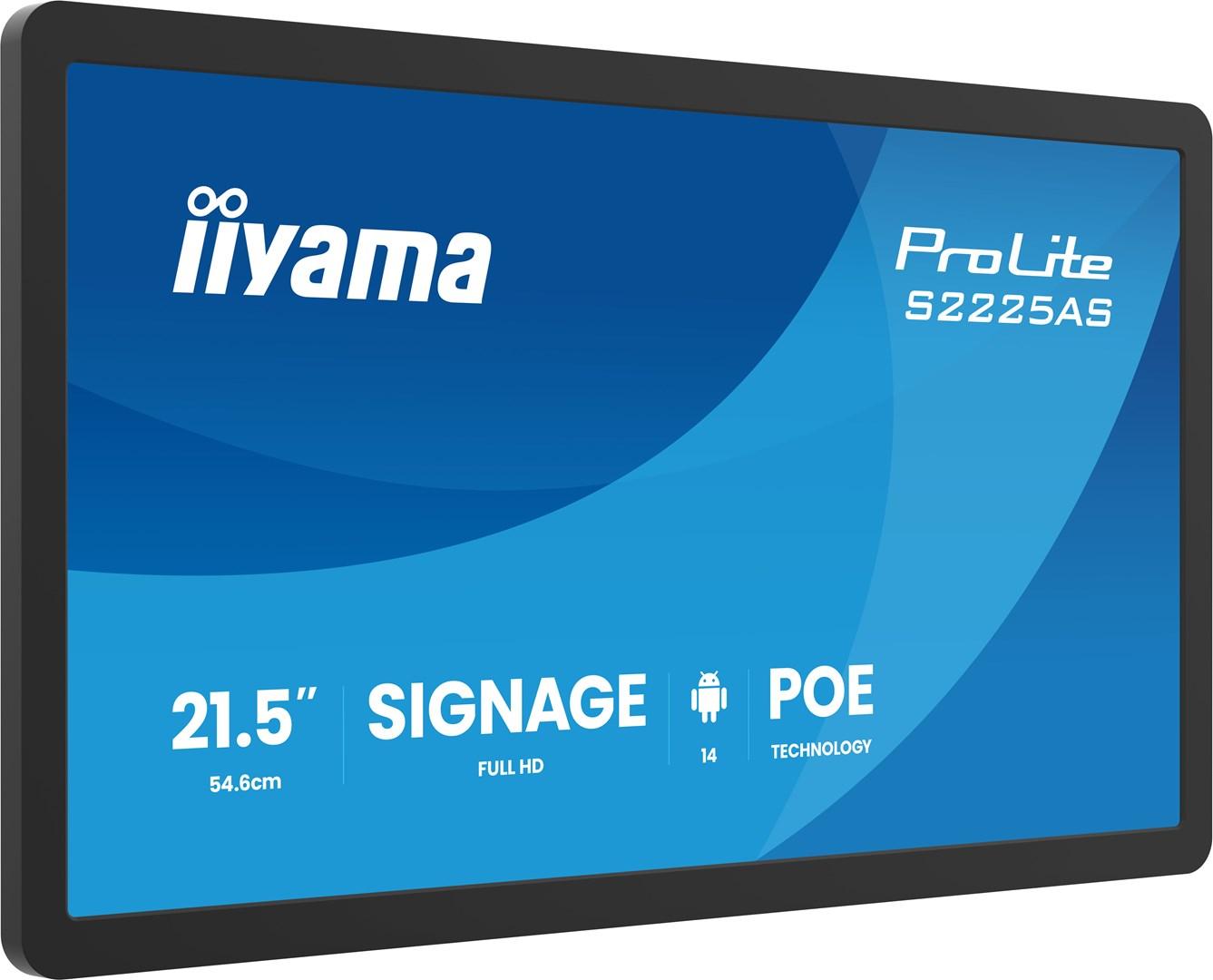 iiyama ProLite S2225AS-B1P 21,5" digital signage skærm - Full HD, 500 cd/m², Android, Wi‑Fi/PoE billede