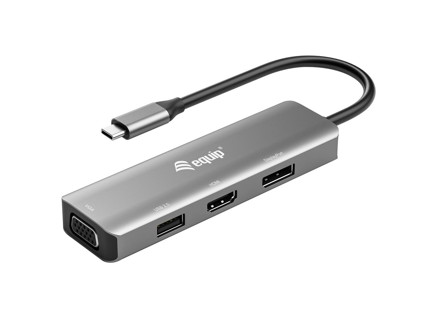 Equip USB-C til HDMI/DisplayPort/VGA/USB adapter