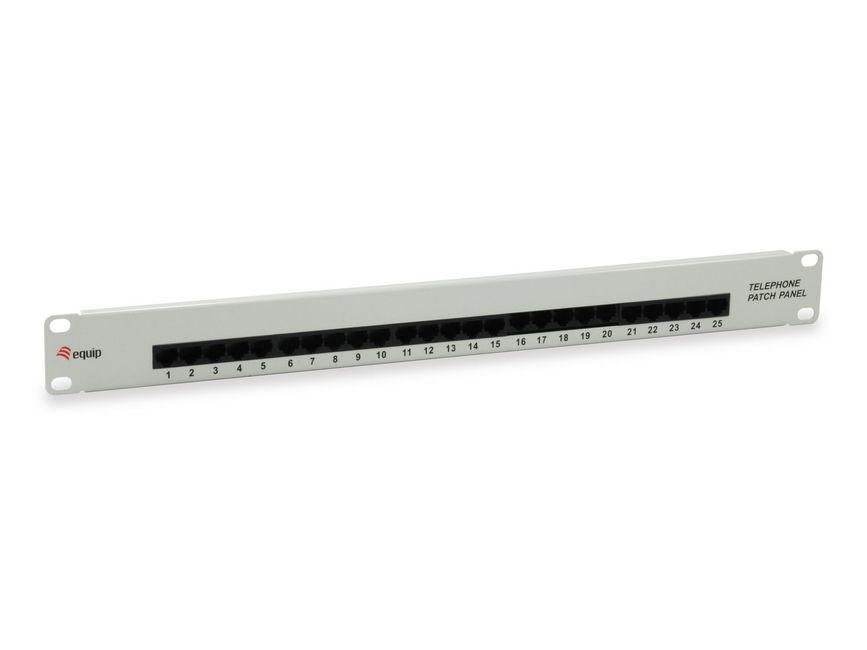Equip 25-port Cat3 RJ45 ISDN patchpanel - lysegrå, 1U