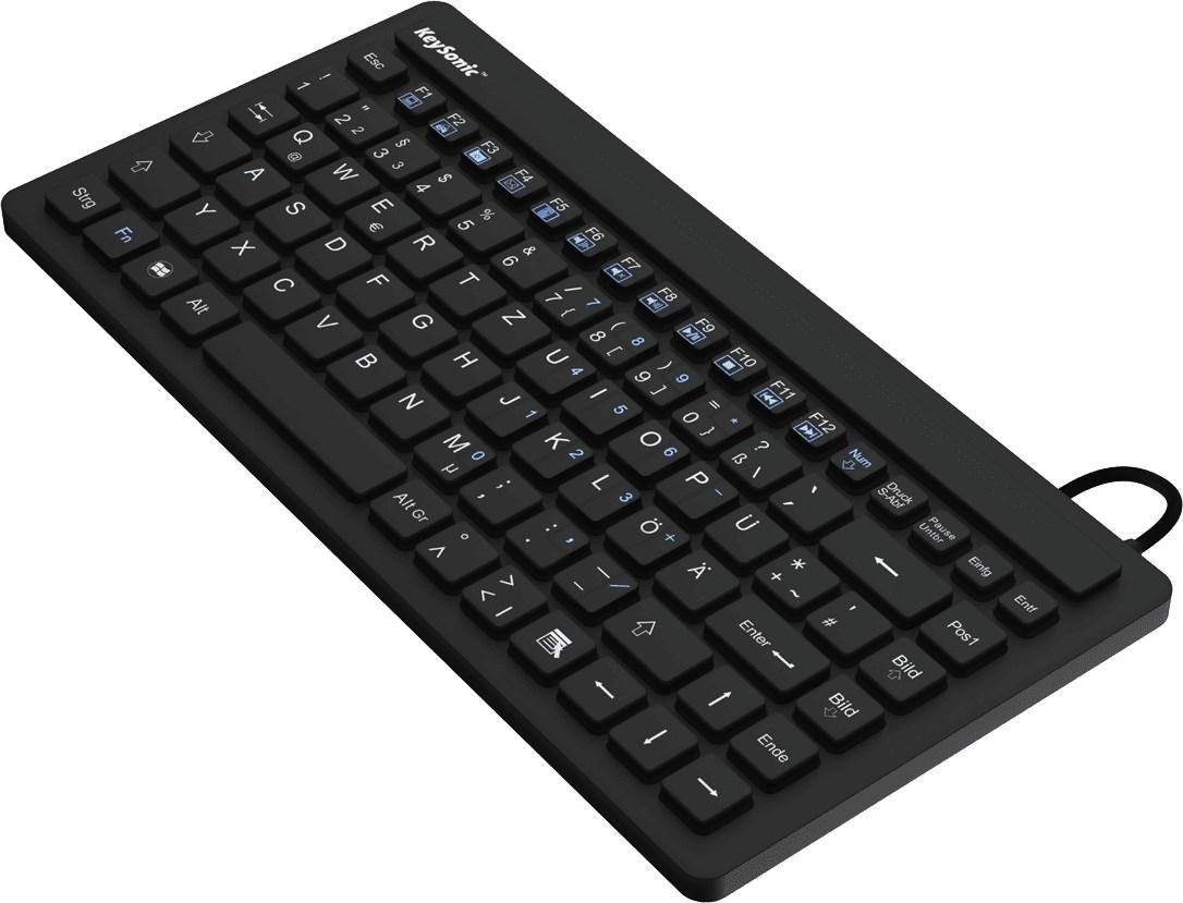 KeySonic KSK-3230IN industrielt mini-tastatur – USB, QWERTY US, sort