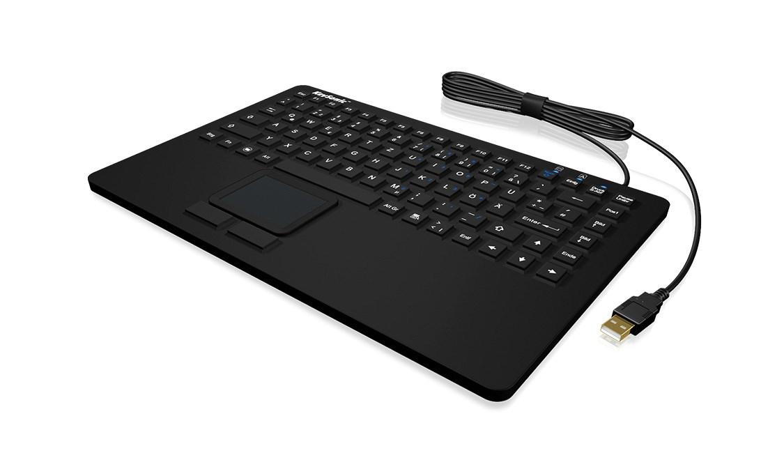 RAIDSONIC KeySonic KSK-5230 IN – mini tastatur med touchpad, USB, tysk QWERTZ, sort