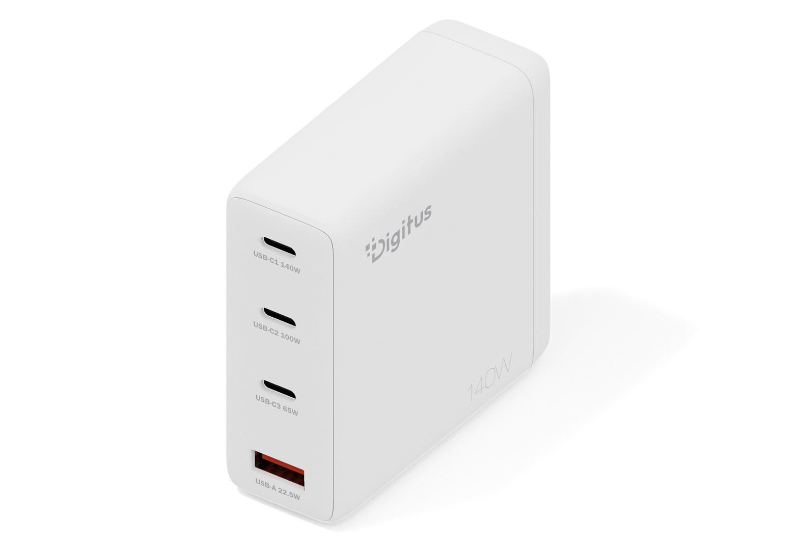 Digitus USB GaN oplader 140 W - 3x USB‑C, 1x USB‑A billede