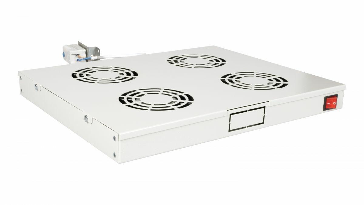 EQUIP 19" rack kølemodul, 1U med 4 blæsere - RAL 7035 lysegrå