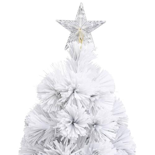 Kunstigt juletræ med LED-lys fiberoptisk 180 cm hvid