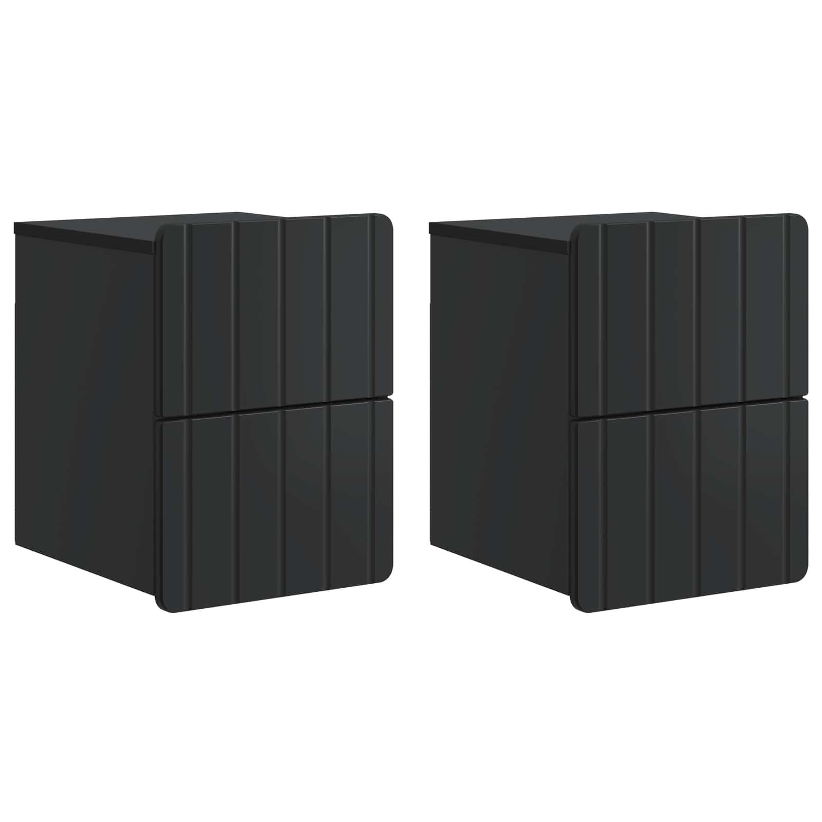 Væghængt Natbord 2 stk Sort 33 x 34,5 x 43 cm Konstrueret træ