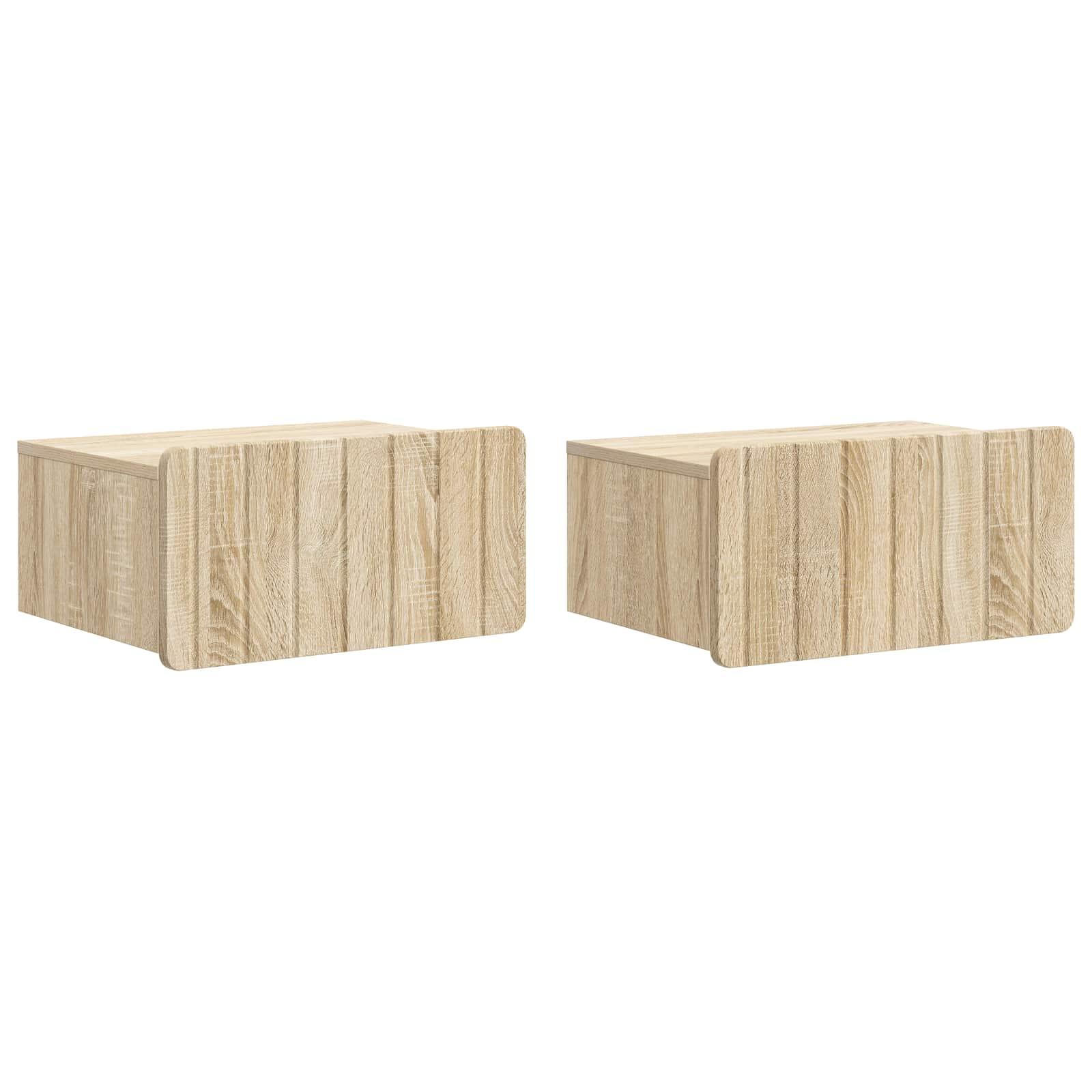 Væghængt Natbord med skuffe 2 stk Sonoma-eg 49 x 34,5 x 24 cm