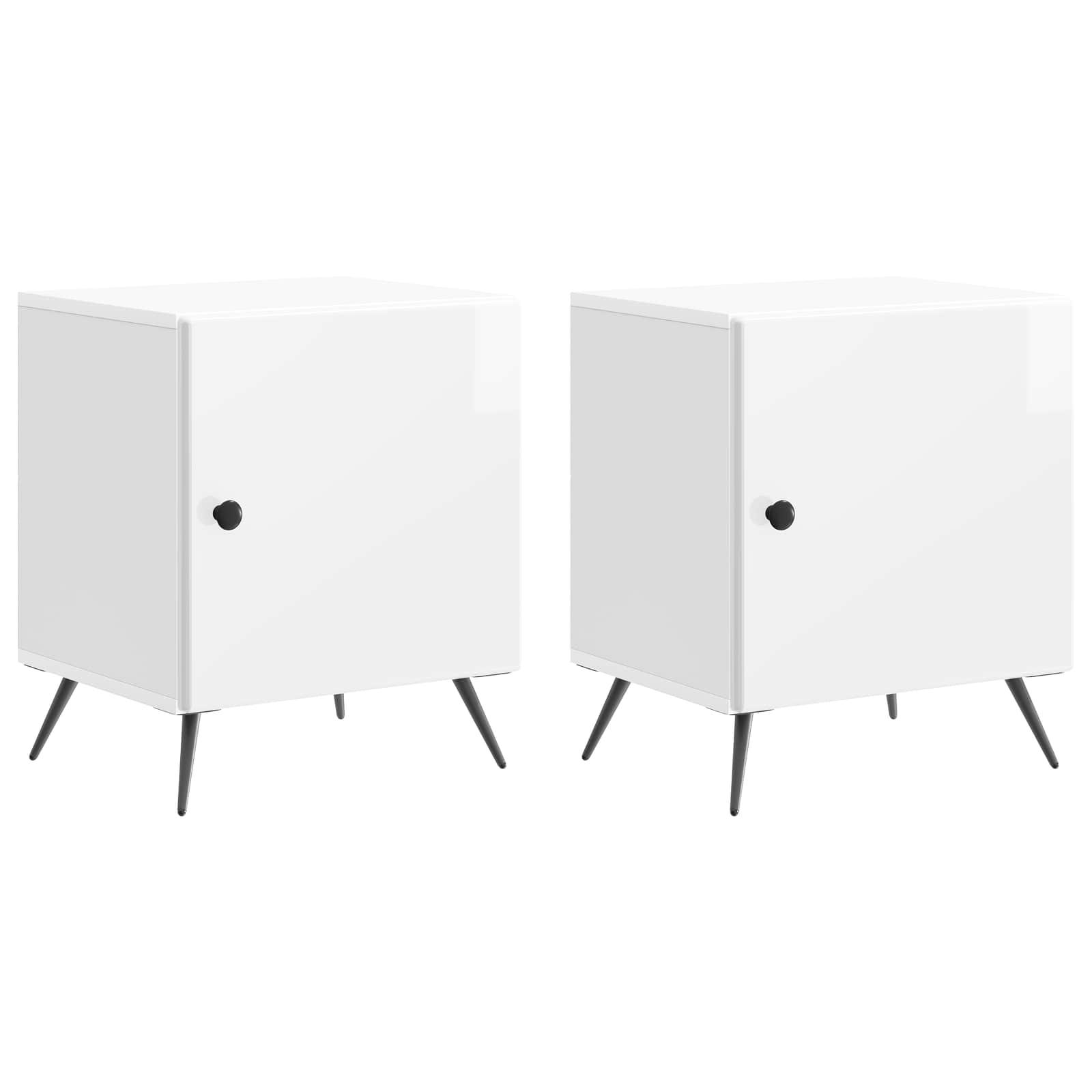 Natskab 2 stk Hvid højglans 43 x 34,5 x 50 cm Konstrueret træ