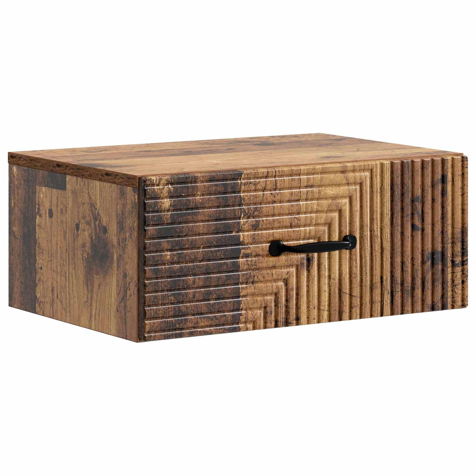 Væghængt Natbord Gammelt træ 49 x 34,5 x 20 cm Konstrueret træ