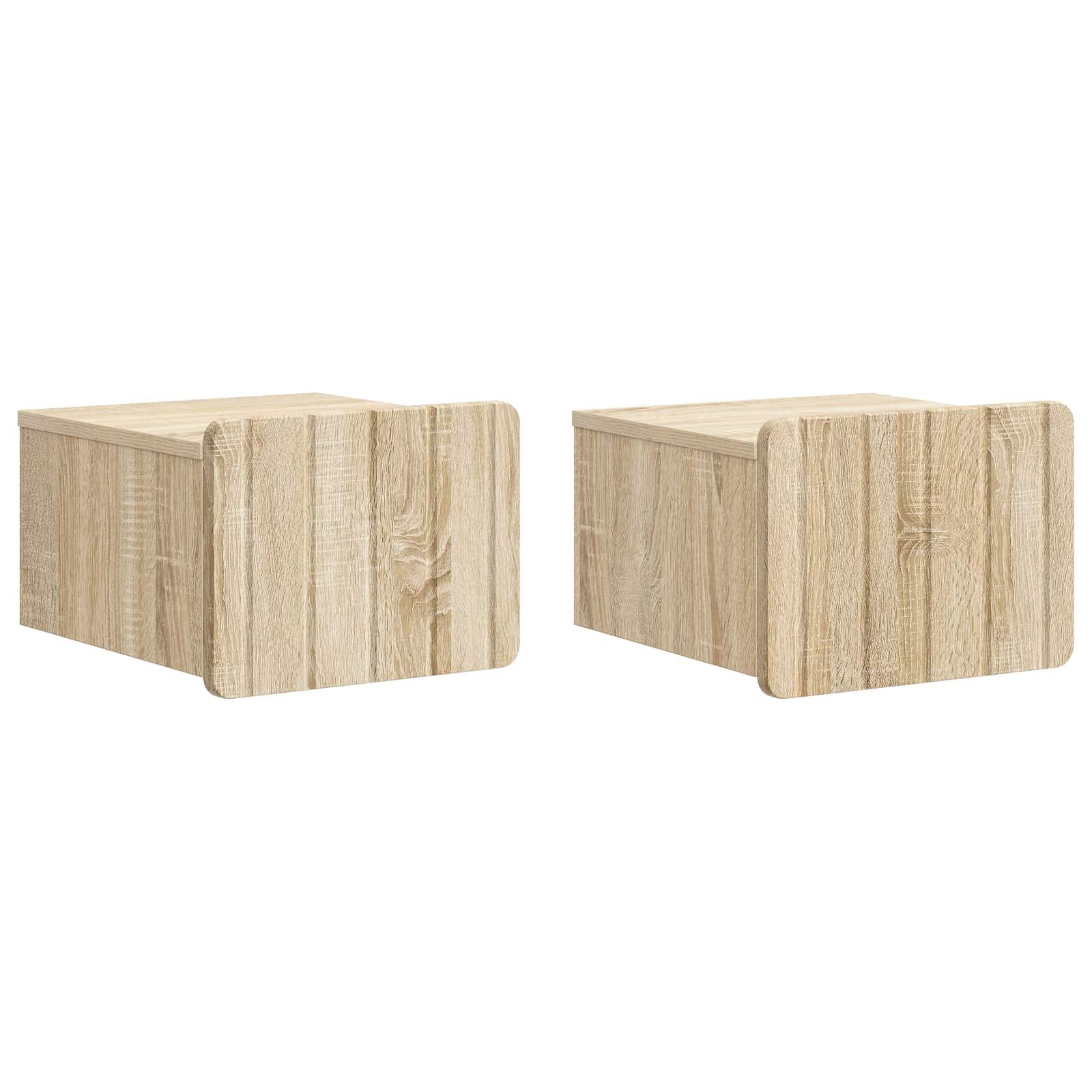 Væghængt Natbord med skuffe 2 stk Sonoma-eg 33 x 34,5 x 24 cm