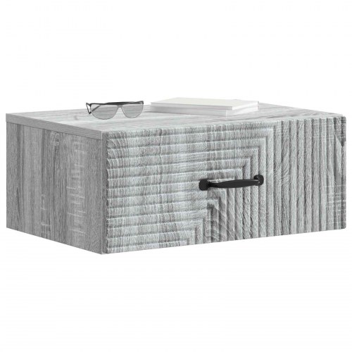 Væghængt Natbord med skuffe Grå sonoma-eg 49 x 34,5 x 20 cm