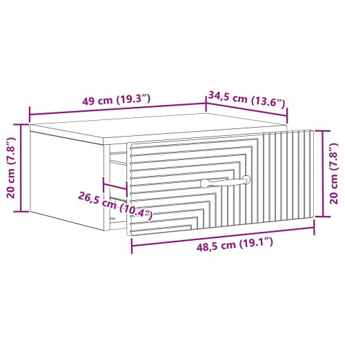 Væghængt Natbord med skuffe Grå sonoma-eg 49 x 34,5 x 20 cm
