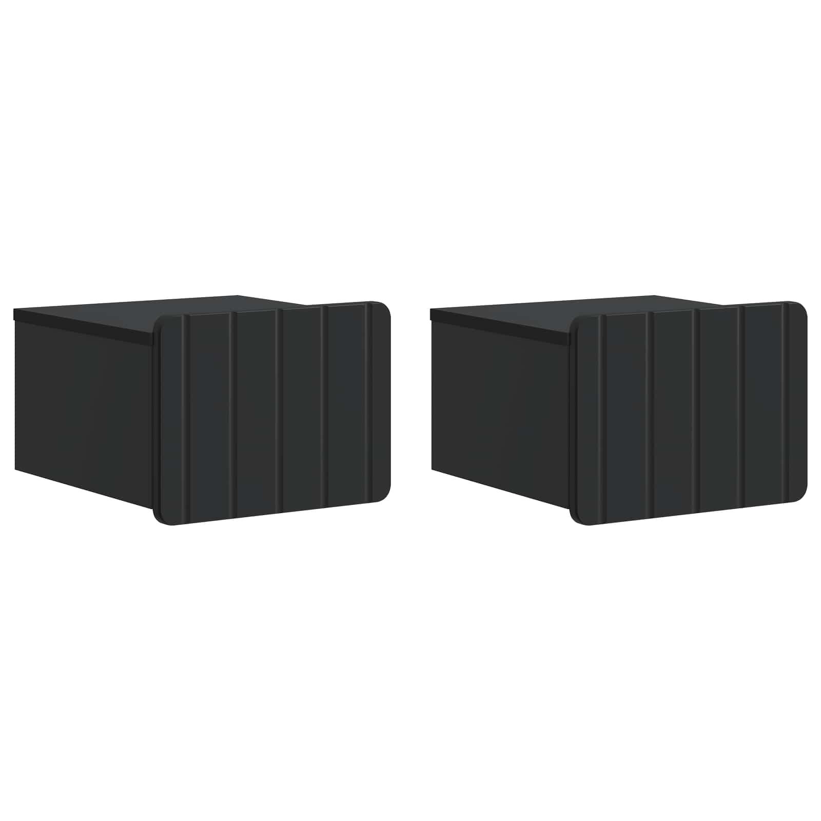 Væghængt Natbord 2 stk Sort 33 x 34,5 x 24 cm Konstrueret træ