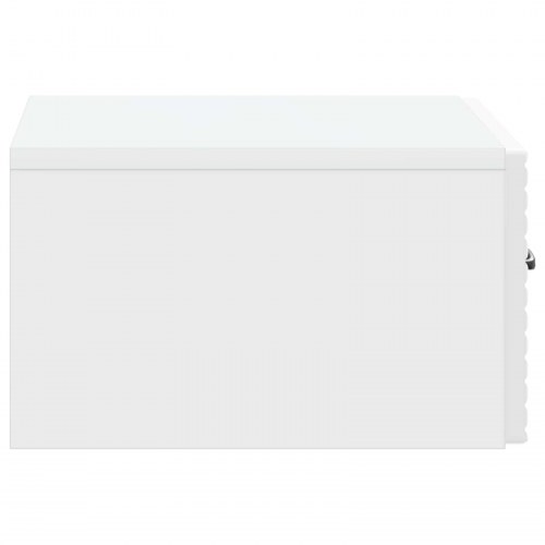 Væghængt Natbord med skuffe Hvid højglans 49 x 34,5 x 20 cm