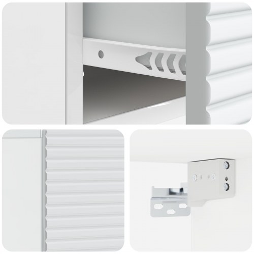 Væghængt Natbord med skuffe Hvid højglans 49 x 34,5 x 20 cm