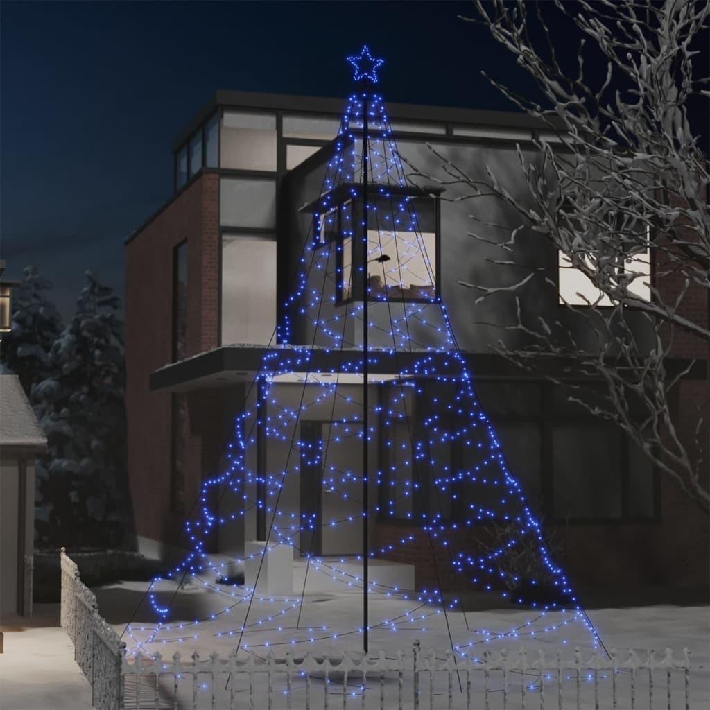 Juletræ med metalstolpe 1400 LED'er 5 m blåt lys