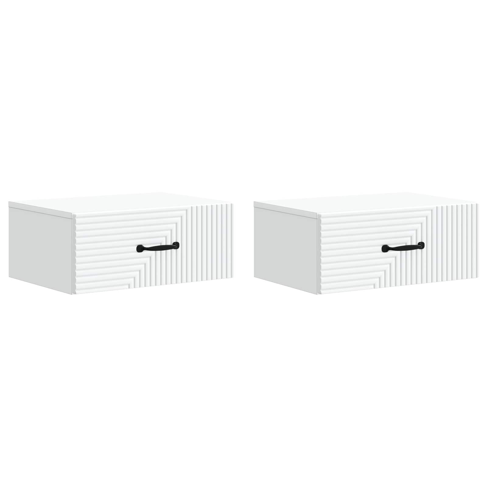 Væghængt Natbord 2 stk Hvid 49 x 34,5 x 20 cm Konstrueret træ