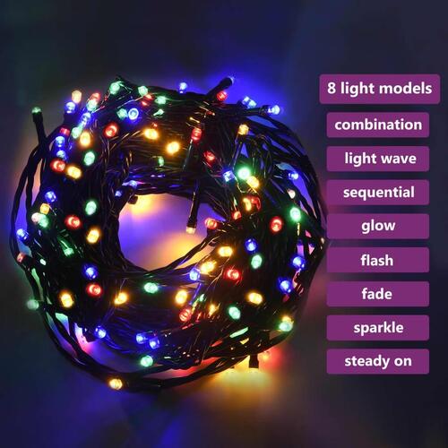 Lyskæde med 400 LED'er 40 m 8 lyseffekter flerfarvet