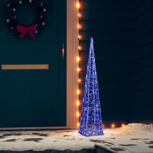 Dekorativ LED-lyskegle i akryl 90 cm - blå julebelysning