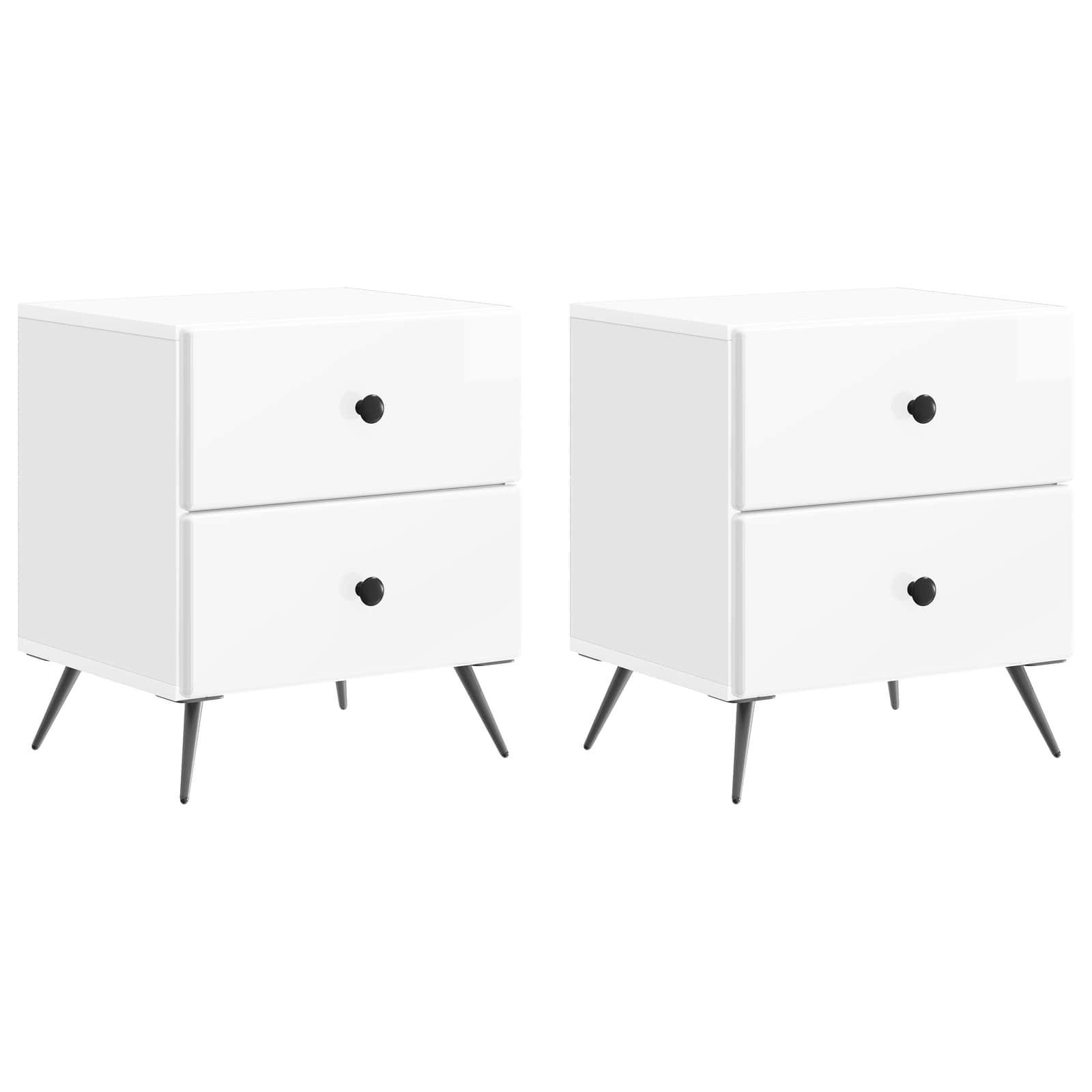Natskab 2 stk Hvid højglans 43 x 34,5 x 47,5 cm Konstrueret træ