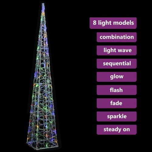 Dekorativ LED-lyskegle 120 cm akryl flerfarvet