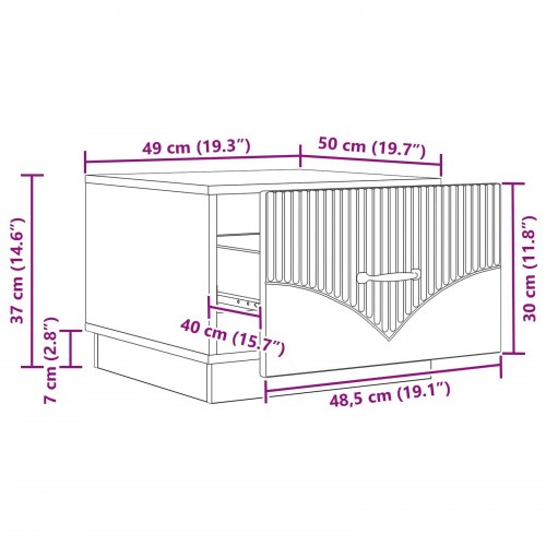 Sofabord med skuffe Røget eg 49 x 50 x 37 cm Konstrueret træ
