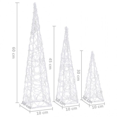 Dekorativt LED-lyskeglesæt 30/45/60 cm akryl blå