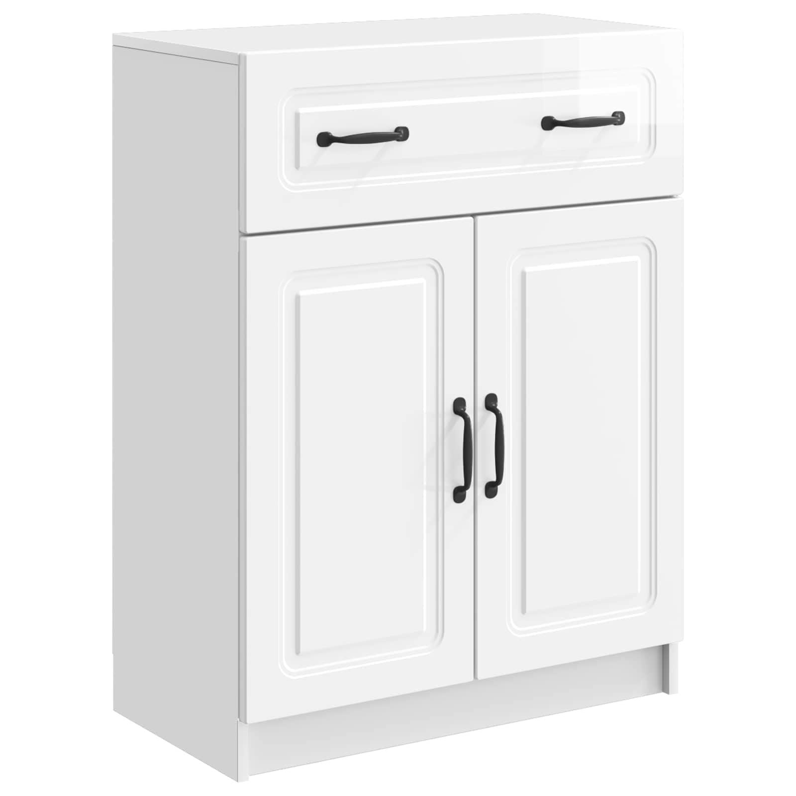 Sidebord Hvid højglans 66 x 34,5 x 87 cm Konstrueret træ