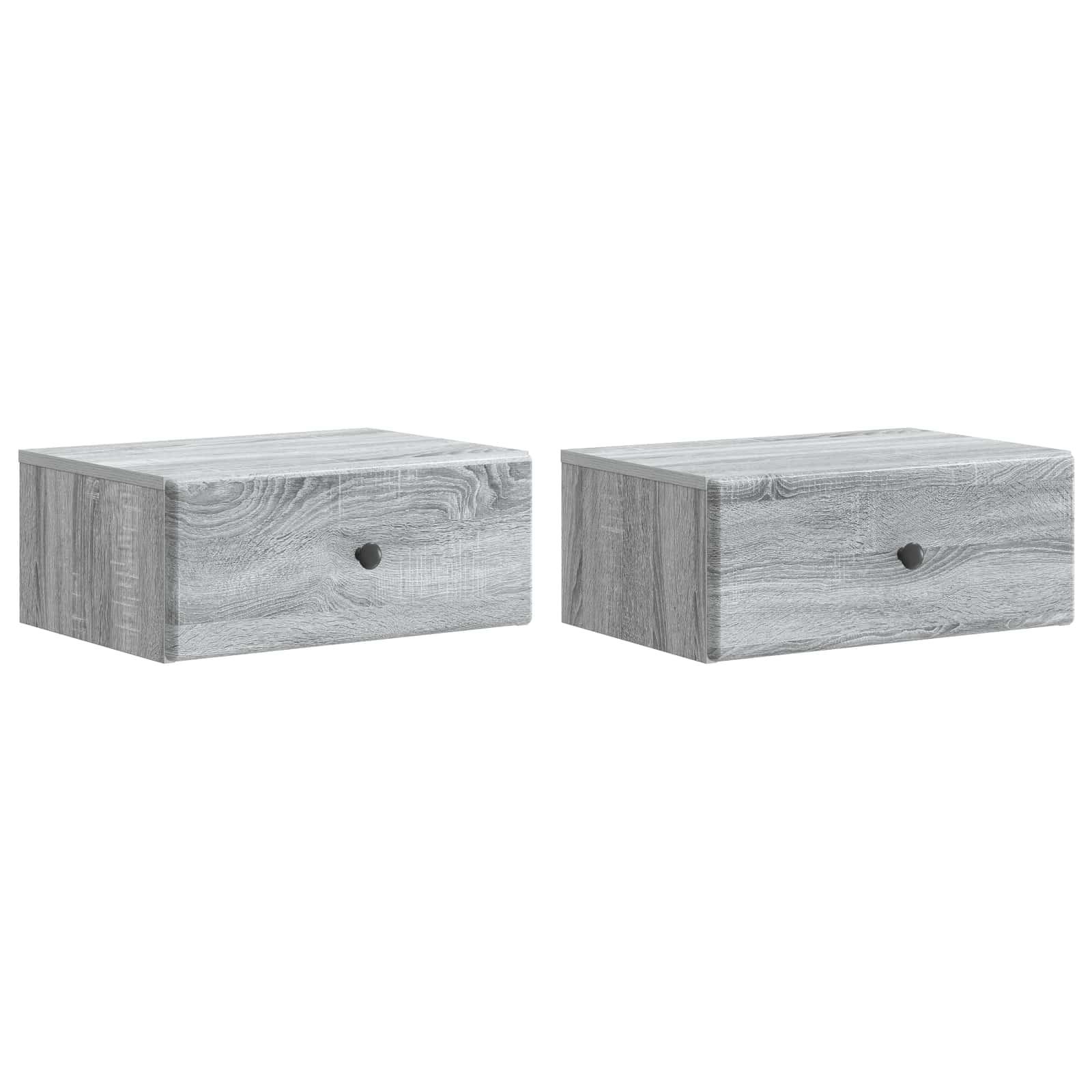 Væghængt Natbord 2 stk Grå sonoma-eg 49 x 34,5 x 20 cm