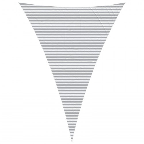 Solsejl trekant - lys grå/hvid stribet, 5 × 7 × 7 m