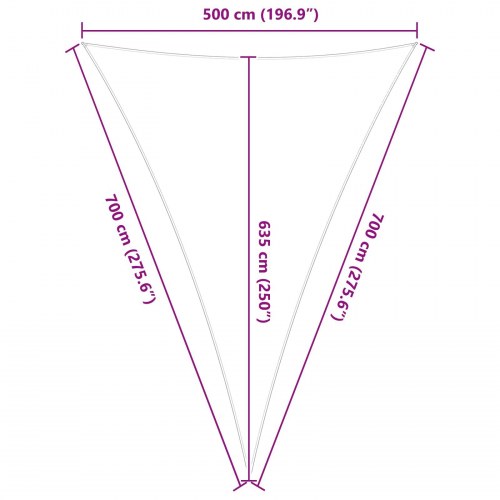 Solsejl trekant - lys grå/hvid stribet, 5 × 7 × 7 m
