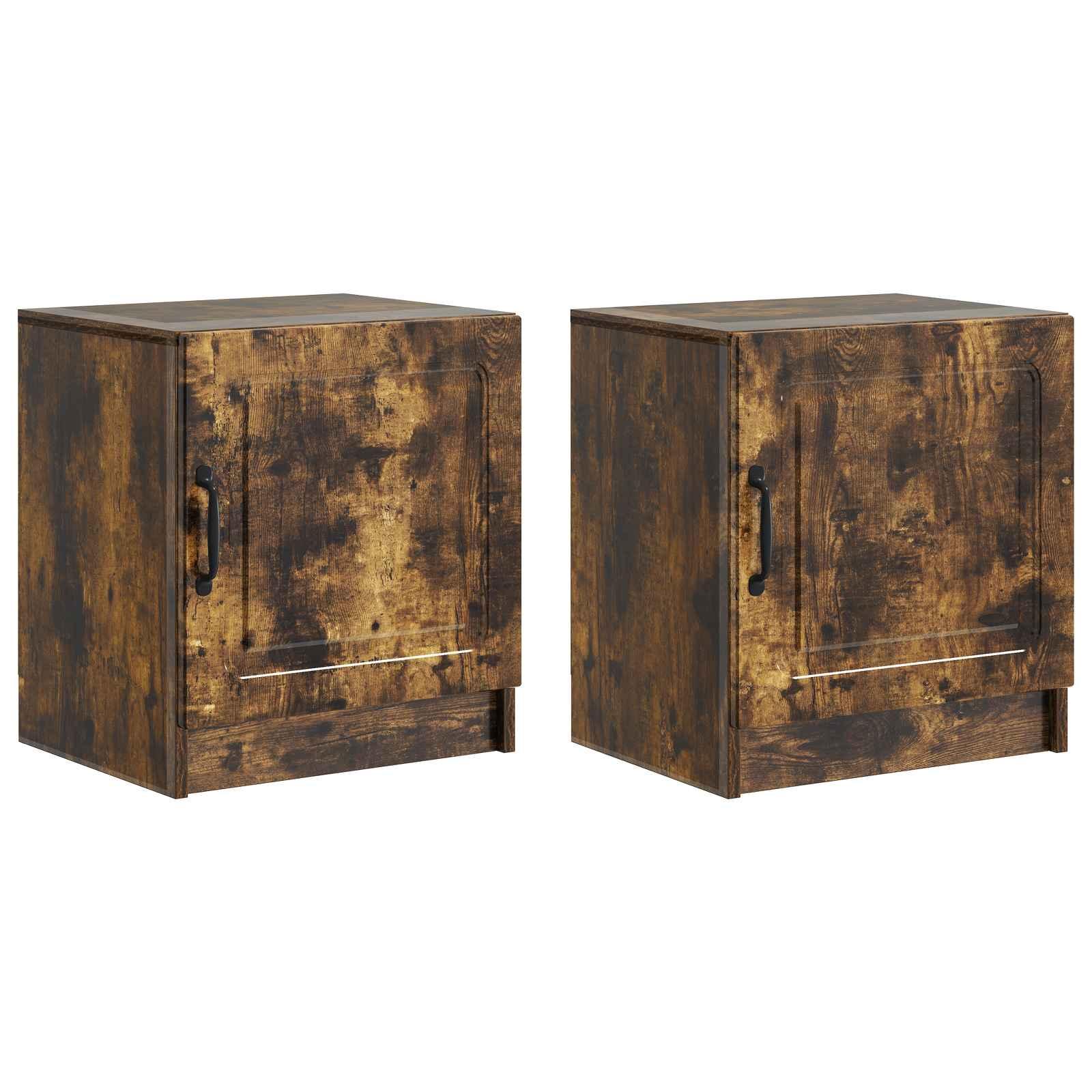 Natskab 2 stk Røget eg 43 x 34,5 x 47 cm Konstrueret træ