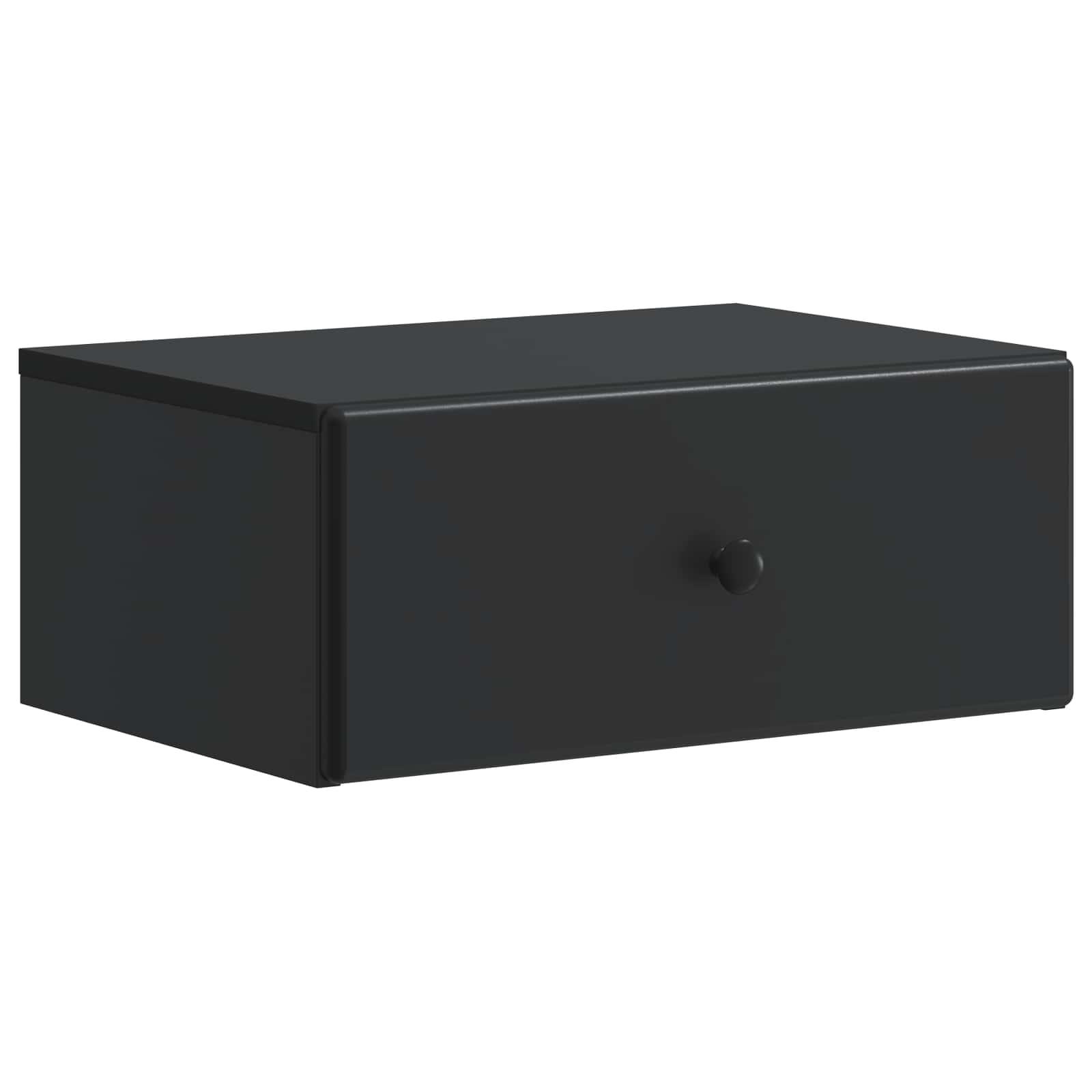 Væghængt Natbord Sort 49 x 34,5 x 20 cm Konstrueret træ