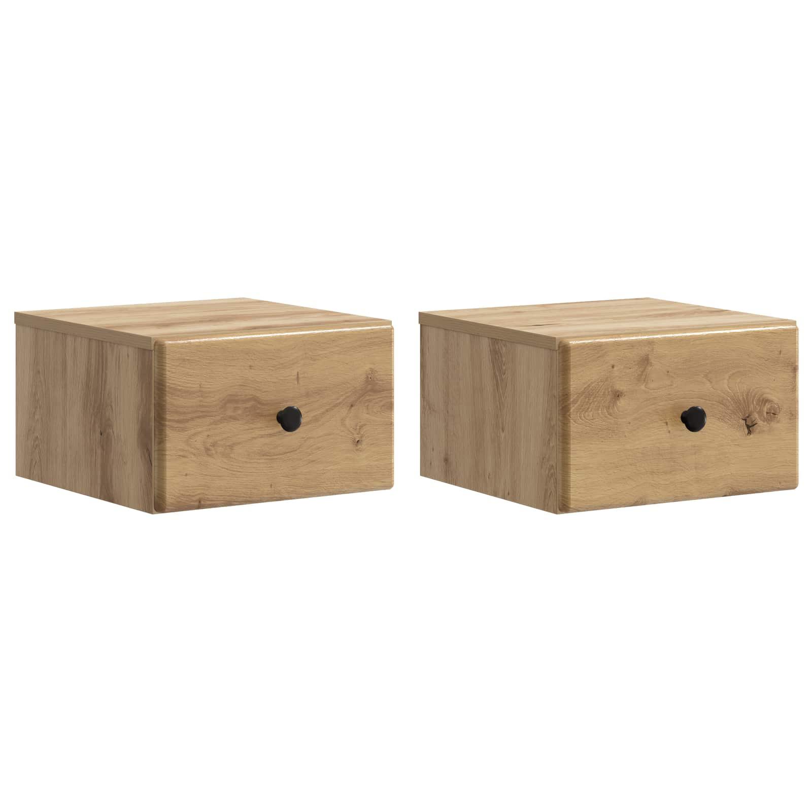 Væghængt Natbord med skuffe 2 stk Artisan-eg 34,5 x 33 x 20 cm