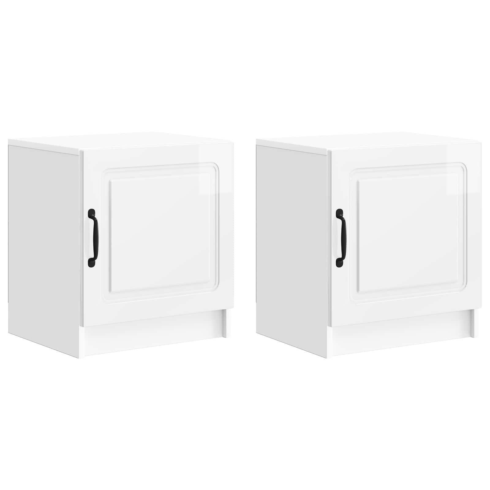 Natskab 2 stk Hvid højglans 43 x 34,5 x 47 cm Konstrueret træ