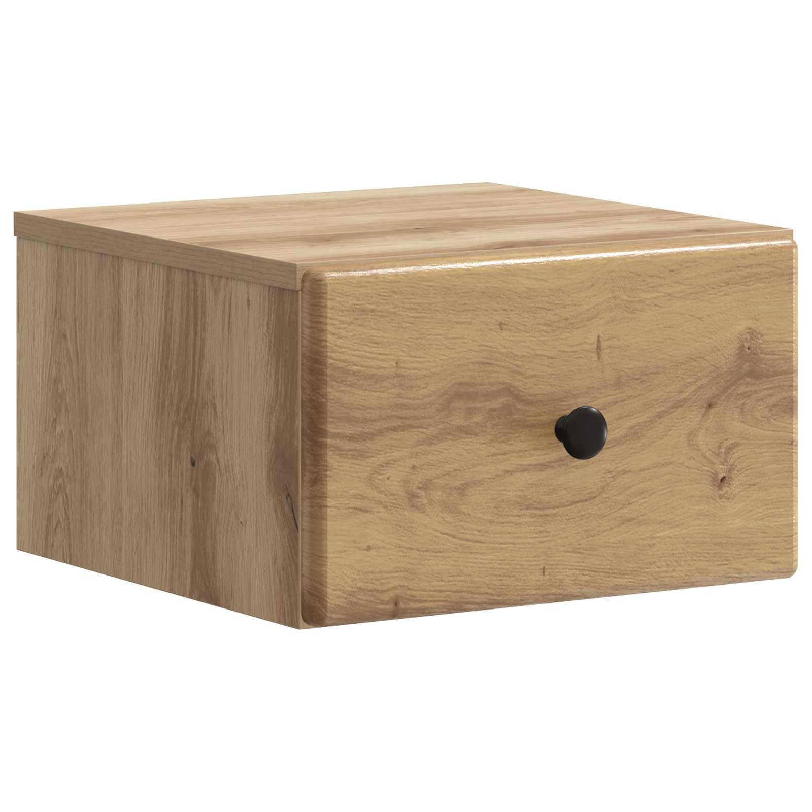 Væghængt natbord i artisan-eg - 34,5 × 33 × 20 cm, konstrueret træ